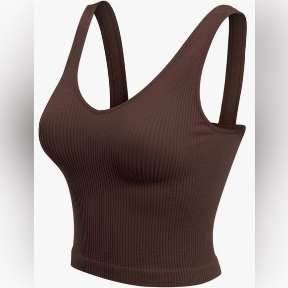 Design by Olivia Women's Four-Way Stretch V-Neck Ribbed Seamless Crop Top - Picture 7 of 8